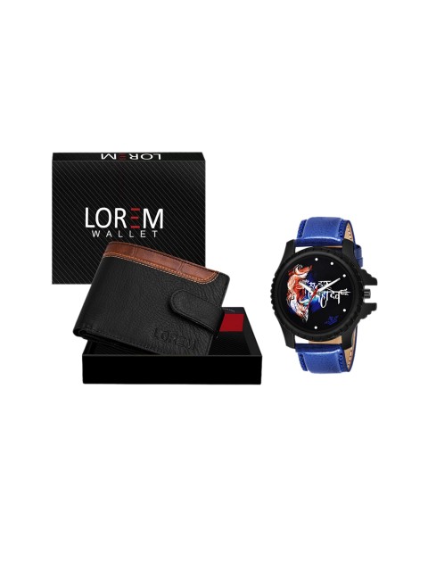 

FERRIZZO Men Brown & Blue Leather Accessory Gift Set