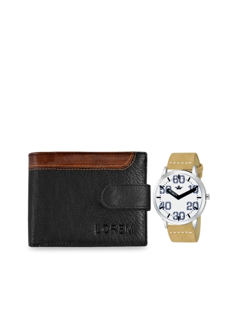 

FERRIZZO Men Black & Brown Men Watch Artificial Leather Wallet Gift Set