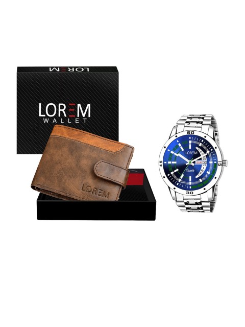 

FERRIZZO Men Silver & Brown Colored Solid Accessory Gift Set