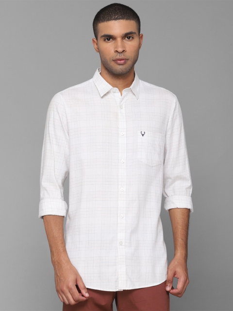 

Allen Solly Men White Slim Fit Checked Cotton Casual Shirt