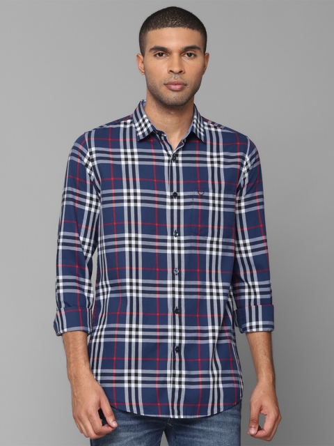 

Allen Solly Men Navy Blue Slim Fit Tartan Checks Checked Casual Shirt