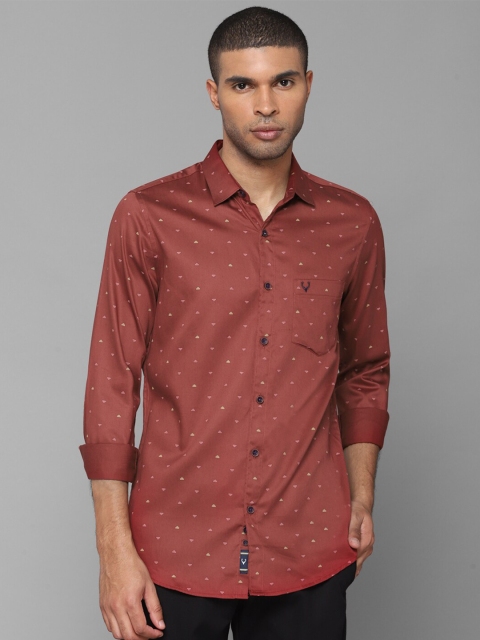 

Allen Solly Men Cotton Red Slim Fit Printed Casual Shirt