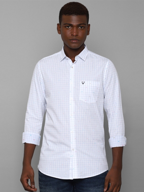 

Allen Solly Men White Slim Fit Grid Tattersall Checks Cotton Casual Shirt