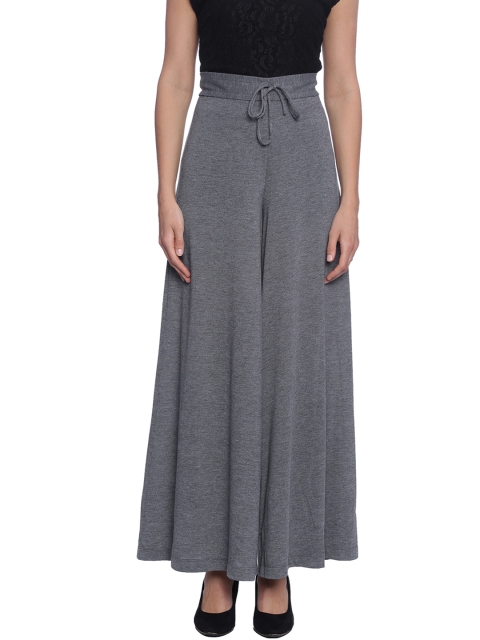 

Avirate Women Grey Melange Flared Solid Palazzos