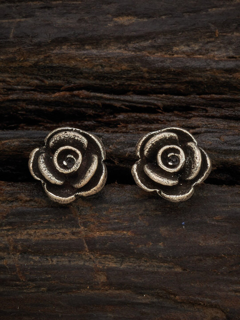 

Kushal's Fashion Jewellery Bronze-Toned Rhodium-Plated Floral Studs Earrings