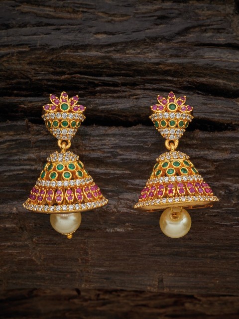 

Kushal's Fashion Jewellery Green Dome Shaped Jhumkas Earrings