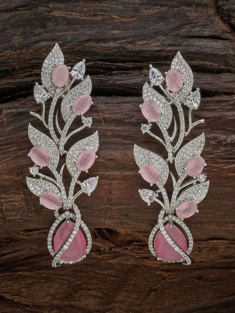 

Kushal's Fashion Jewellery Pink Leaf Shaped Drop Earrings