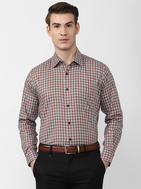 

Van Heusen Men Brown Checked Cotton Casual Shirt
