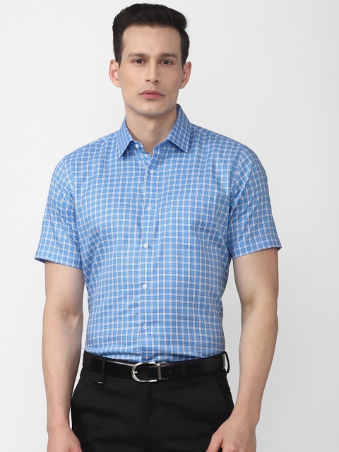 

Van Heusen Men Blue Grid Tattersall Checked Pure Cotton Casual Shirt