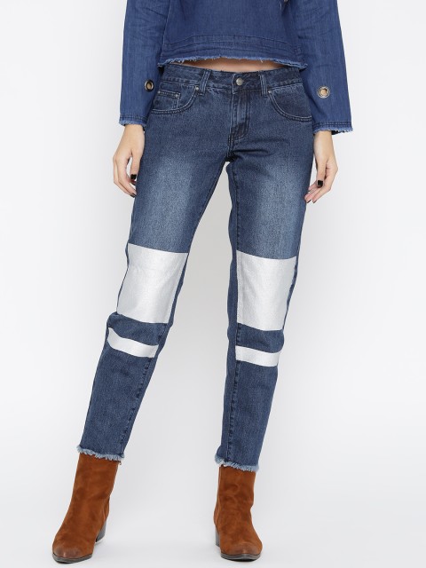 

Roadster Women Blue Boyfriend Tapered Fit Mid-Rise Clean Look Jeans