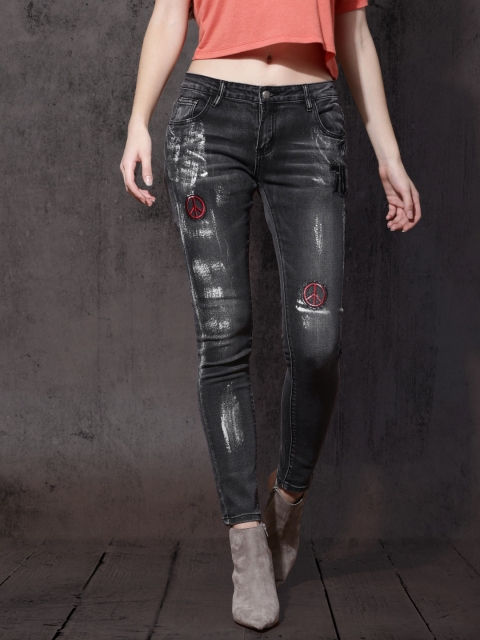 

Roadster Women Charcoal Grey Skinny Fit Mid-Rise Clean Look Stretchable Jeans