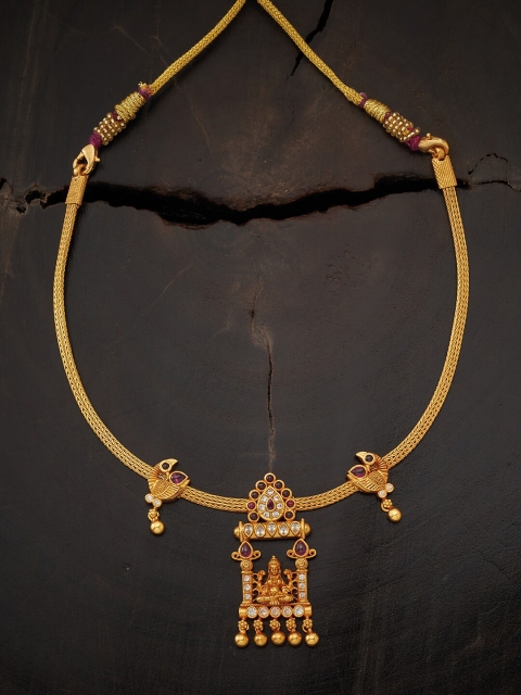 

Kushal's Fashion Jewellery Women Gold-Toned Green Ruby Stone-Studded Mangalsutra