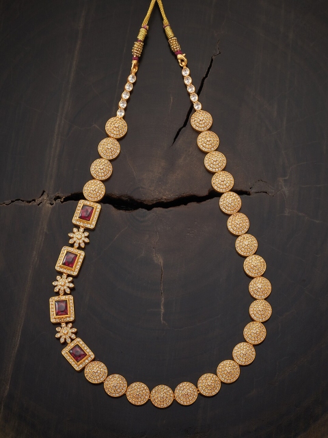 

Kushal's Fashion Jewellery Gold-Toned & Red Stone-Studded Necklace with Spinal Stones