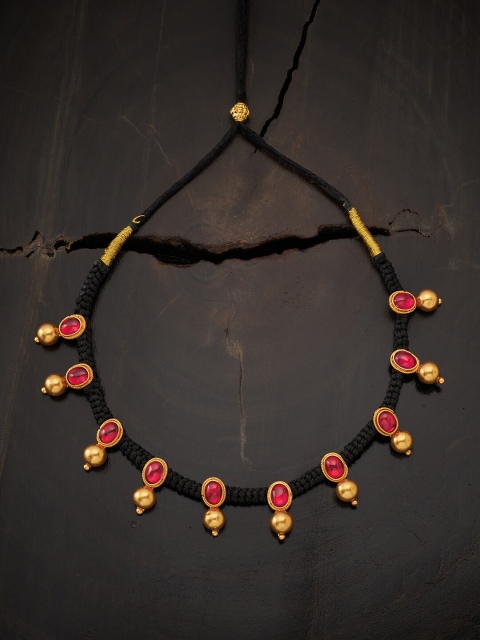 

Kushal's Fashion Jewellery Red & Gold-Toned Temple Silver Necklace