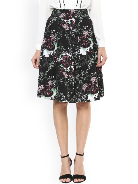 

Harpa Black Floral Print A-Line Skirt