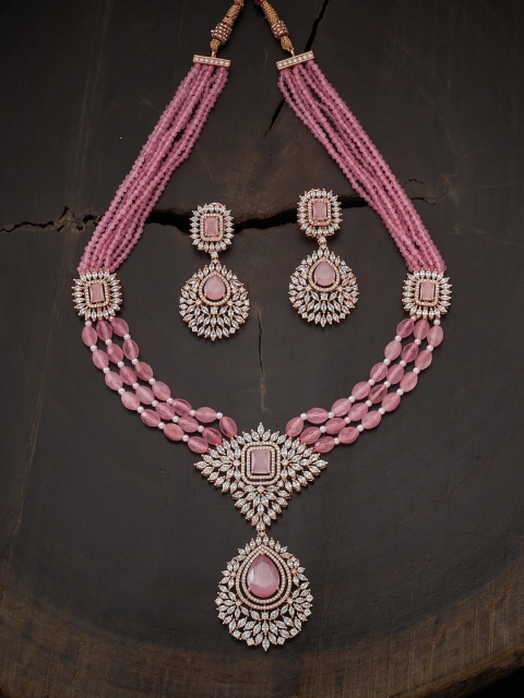 

Kushal's Fashion Jewellery Rose Gold-Plated Pink Jewellery Set