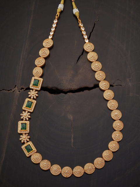 

Kushal's Fashion Jewellery Green & Gold-Toned Silver Necklace