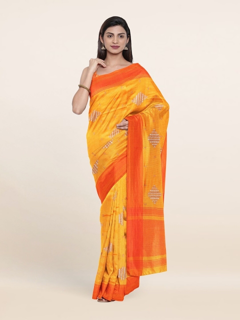 

Pothys Yellow & Orange Woven Design Art Silk Saree
