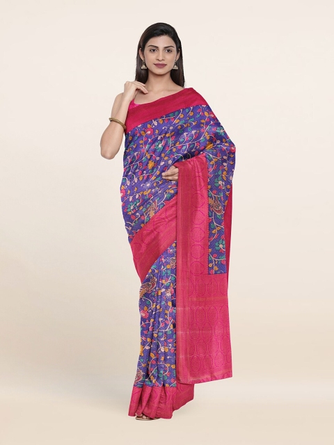 

Pothys Blue & Pink Kalamkari Art Silk Saree