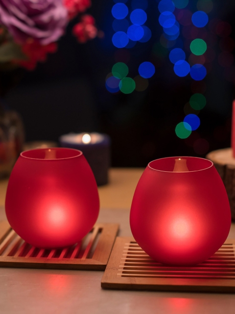 

Homesake Pack of 2 Red Solid Tealight Candle Holders