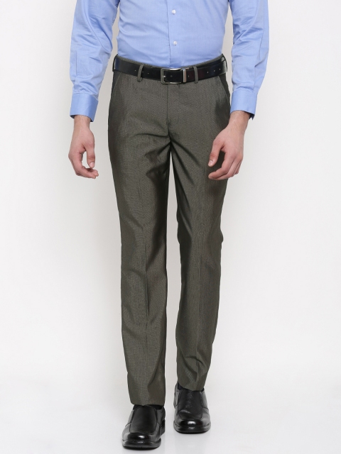 

Peter England Elite Men Grey Slim Fit Self-Design Formal Trousers