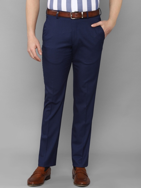 

Louis Philippe Men Navy Blue Textured Slim Fit Trousers