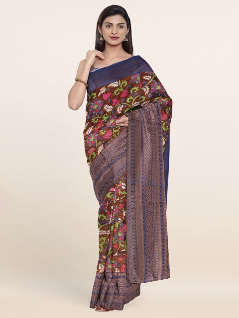 

Pothys Brown & Gold-Toned Kalamkari Zari Art Silk Saree