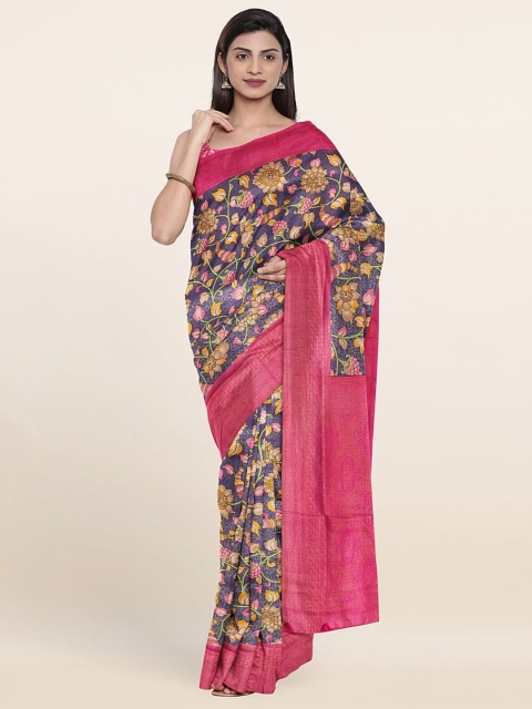 

Pothys Blue & Red Kalamkari Zari Art Silk Saree