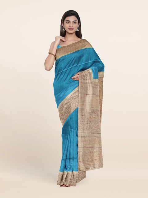 

Pothys Women Blue & Beige Art Silk Saree