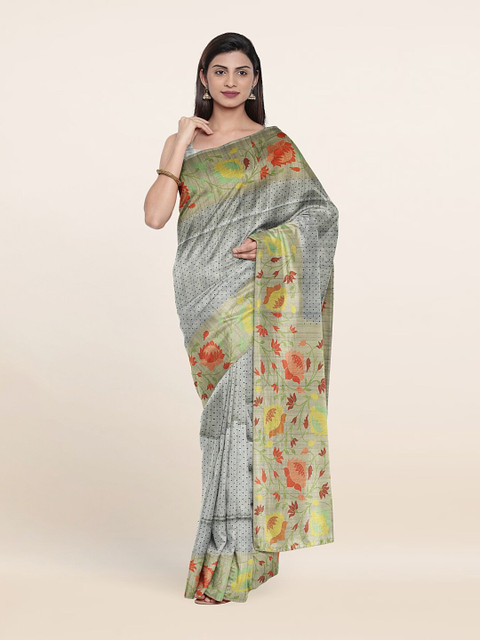 

Pothys Grey & Yellow Art Silk Saree