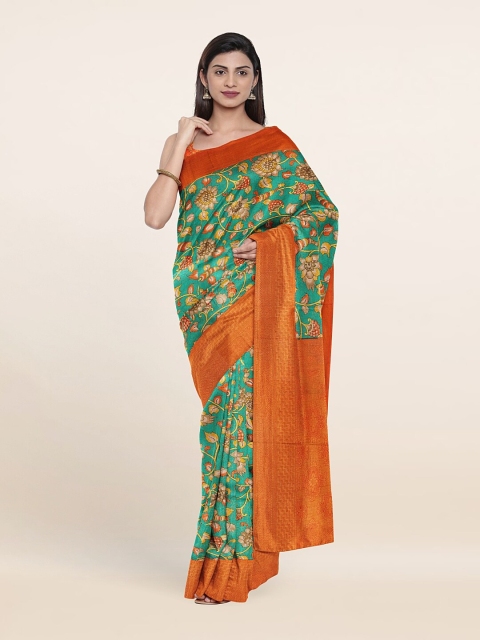 

Pothys Green & Orange Kalamkari Zari Art Silk Saree