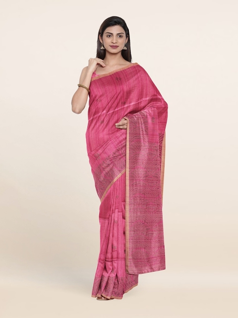 

Pothys Pink & Grey Art Silk Saree