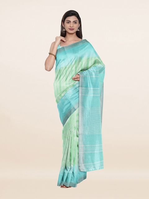 

Pothys Green & Blue Zari Pure Linen Saree