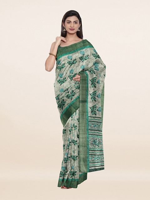 

Pothys Green & Blue Floral Zari Art Silk Saree