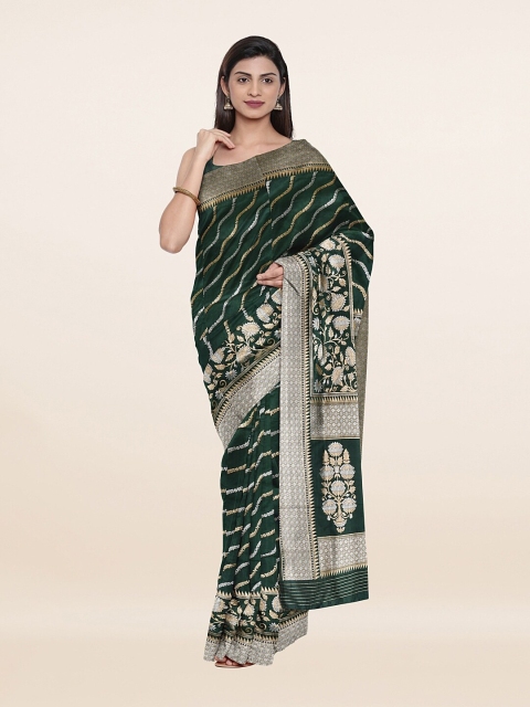 

Pothys Green & Gold-Toned Woven Design Zari Art Silk Saree