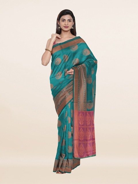 

Pothys Women Green & Pink Ethnic Motifs Zari Art Silk Saree