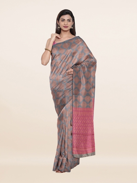 

Pothys Women Grey & Pink Woven Design Art Silk Saree
