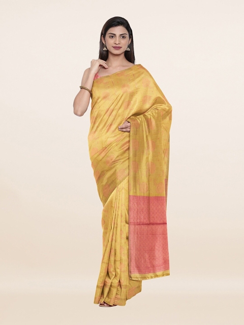 

Pothys Yellow & Peach-Coloured Ethnic Motifs Art Silk Saree