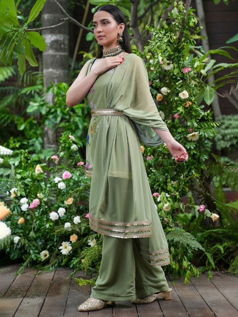 

Alaya By Stage3 Green & Gold-Toned Dupatta