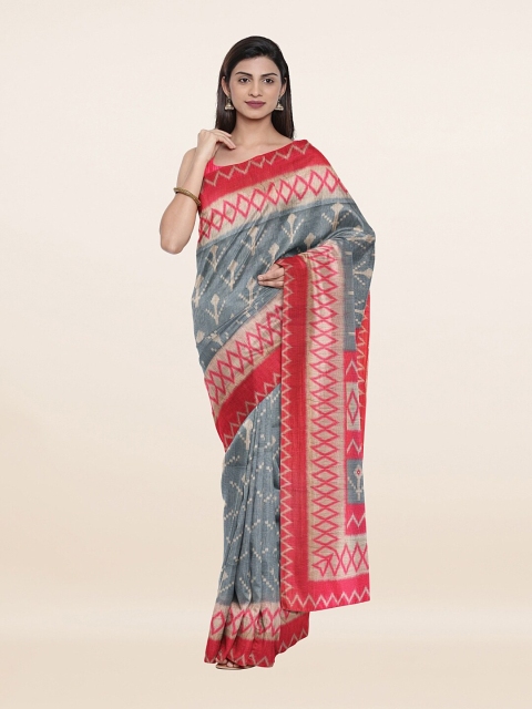 

Pothys Grey & Red Art Silk Saree
