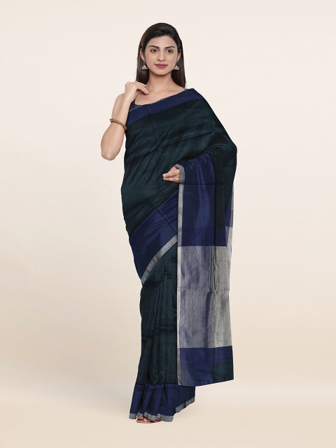 

Pothys Navy Blue Linen Blend Saree