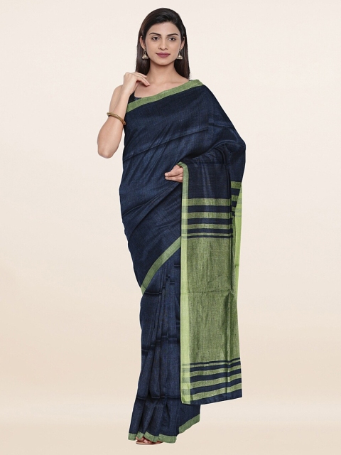 

Pothys Blue & Green Pure Linen Saree