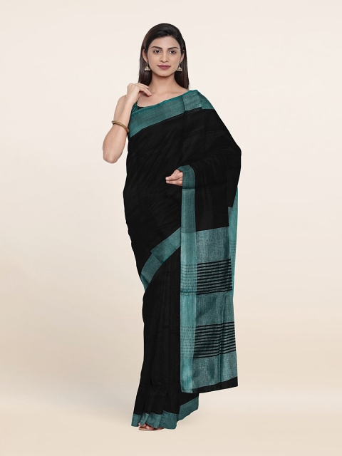 

Pothys Black & Blue Linen Blend Saree