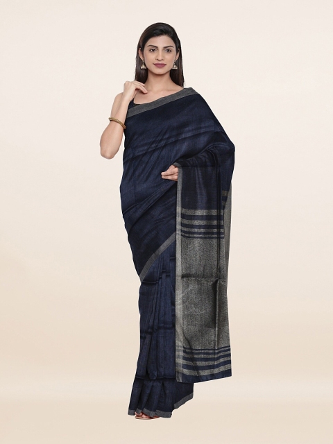 

Pothys Blue & Grey Pure Linen Saree
