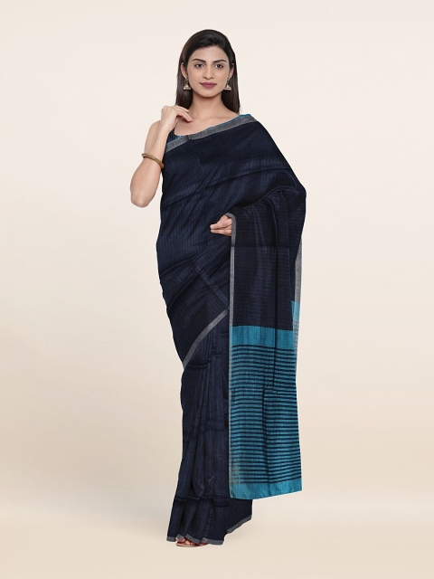 

Pothys Navy Blue Linen Blend Saree