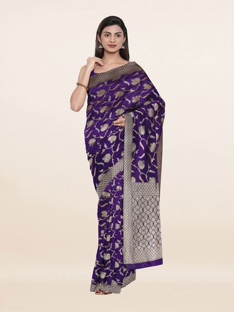 

Pothys Violet & Silver-Toned Woven Design Zari Art Silk Saree