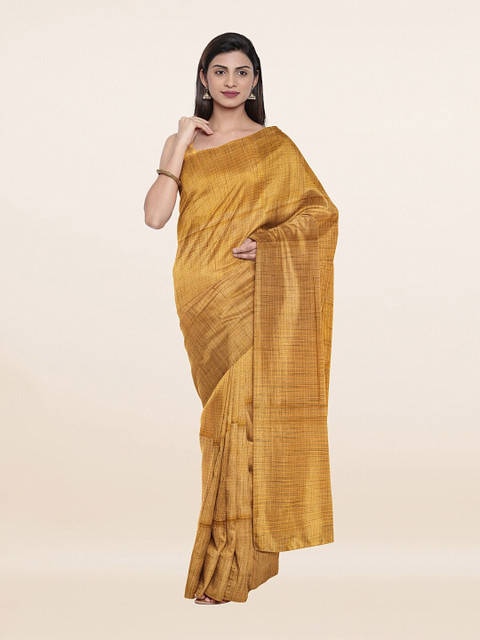 

Pothys Mustard Solid Art Silk Saree