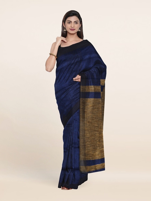 

Pothys Blue & Brown Linen Blend Saree