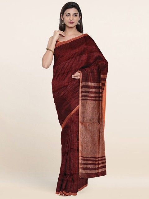 

Pothys Maroon Zari Linen Blend Saree