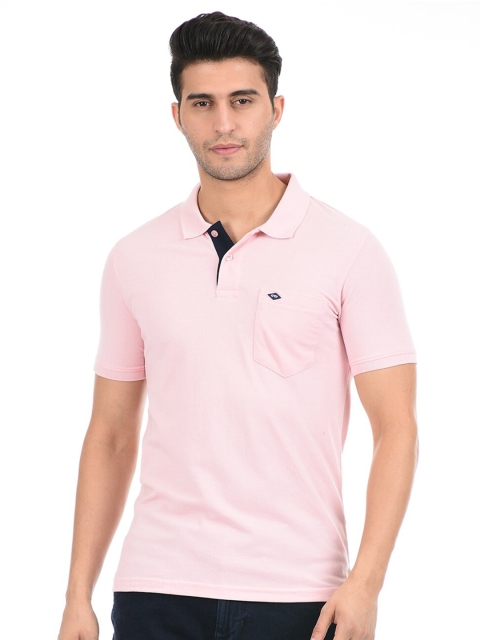 

Cloak & Decker by Monte Carlo Men Pink Solid Polo Collar T-shirt